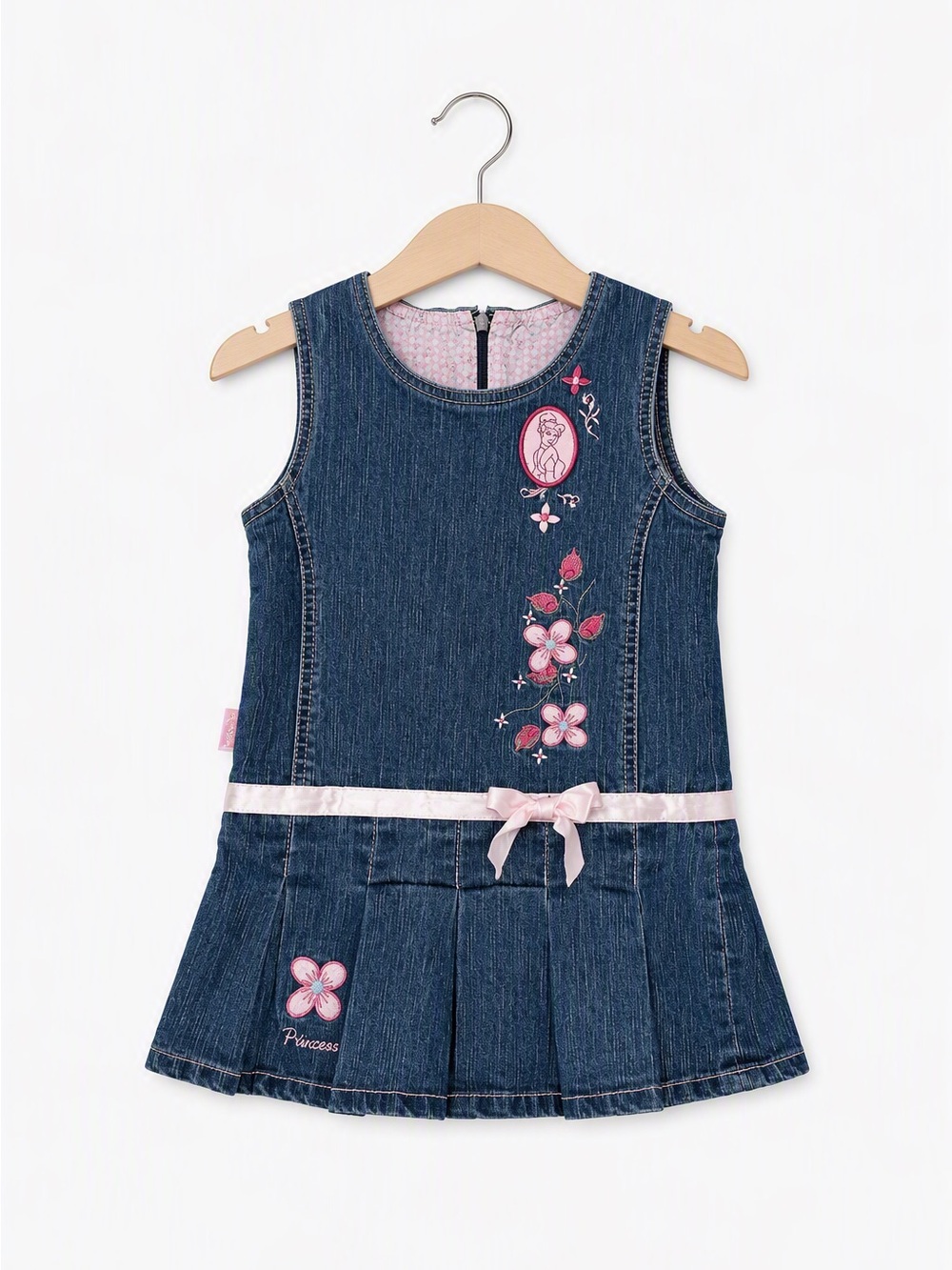 RARE Vintage Y2K Wonderful World of Disney Cinderella Pleated Denim Dress 2T